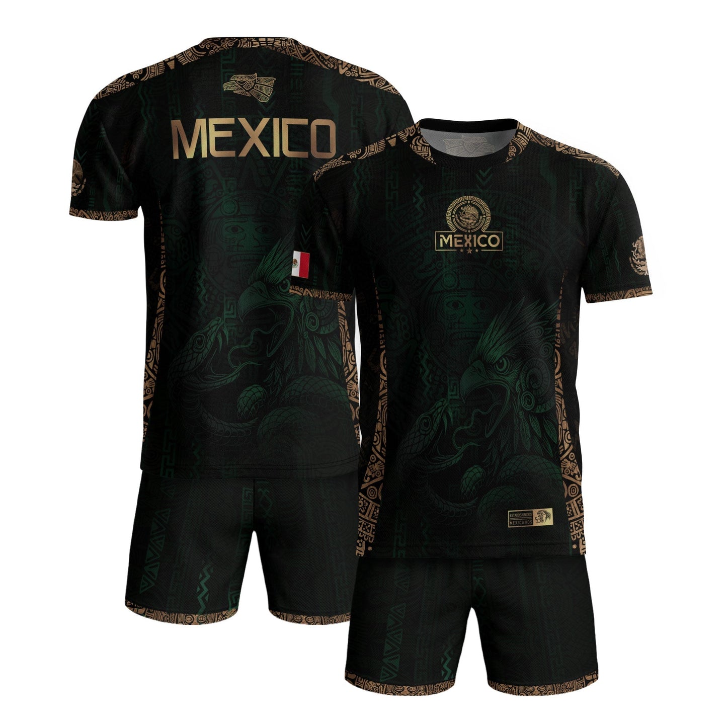 Mexico Green Gold Aztec Eagle Warrior Soccer Jersey